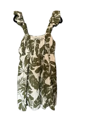Abercrombie & Fitch Dress Womens XL Green Linen Tropical Leaf Palm Sundress thumbnail 2