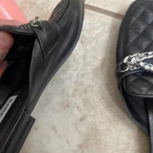 Steve Madden Kalista Black Quilted Chain Embellished Loafer‎ Mules Sz 7M used 1x thumbnail 10