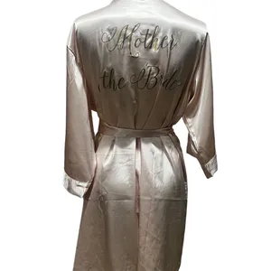Luxury Silky Satin 'Mother of the Bride' Robe Pink L/XL 3/4 Sleeve Tie Closure thumbnail 5