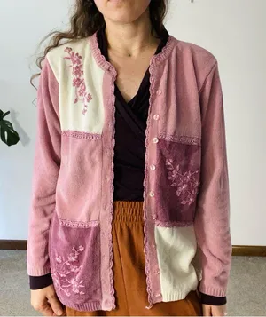 VINTAGE DRESS BARN Chenille Embroidered Cardigan thumbnail 4