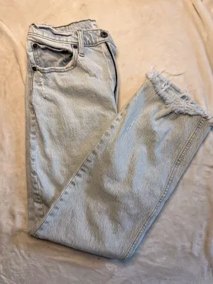 Abercrombie & Fitch Ultra High Rise Straight Leg Distressed Jeans thumbnail 1