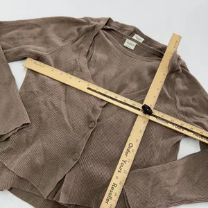 Abercrombie & Fitch Sweater Set Womens Large Brown Ribbed Knit Cardigan Tank thumbnail 7
