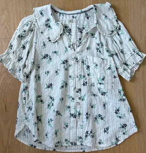 Pilcro Anthropologie Kiera Blouse White Floral thumbnail 2
