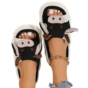 Unisex Cow Open Toe Slippers, Size 8.5 thumbnail 2