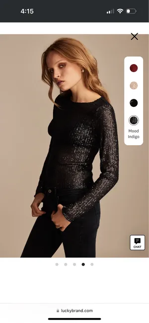 Lucky Brand Sequin Sheer Long Sleeve Top thumbnail 3
