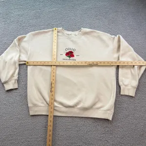 Ohio The Buckeye State Embroidered Cream Crewneck Sweatshirt Womens XL thumbnail 3