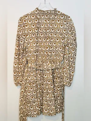 Anna Cate Brown Cream Medallion Paisley Print Cotton Long Sleeve Dress thumbnail 3