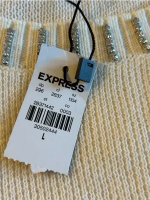 Express white long sleeve crew neck sweater rhinestone embellishments size L thumbnail 10