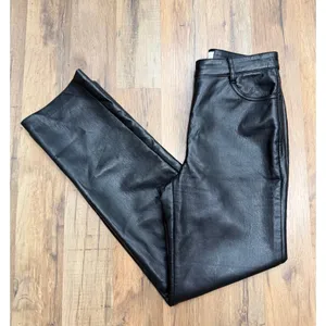 Wilfred Women's Size 0 Black Faux Leather High Rise Straight Leg Pants thumbnail 2