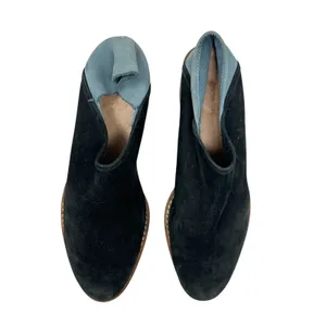 All Black Mules Heel Collapsible Back Slip On Suede Leather Black‎ Blue Sample thumbnail 3