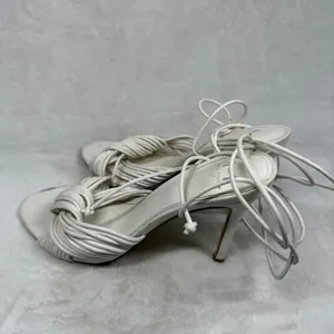 Marc Fisher LTD White‎ Leather Lace Up Strappy Stiletto Heels Knotted Sandals 8 thumbnail 11