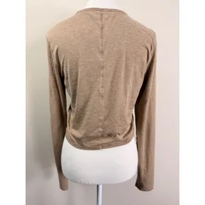 Girlfriend Collective Tan Heathered Long Sleeve Crop Top Athletic Shirt Medium thumbnail 2
