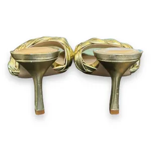 Marc Fisher Women Draya Slide Sandals Heeled Gold‎ Leather Sz 6M thumbnail 3