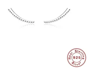 NEW Silver Round Bead Ear Climbers‎ | 18kgp S925 thumbnail 1