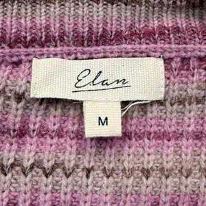 Elan Womens Striped Cropped Sweater Pink Purple SWS10899‎ Drawstring Hem Size M thumbnail 2