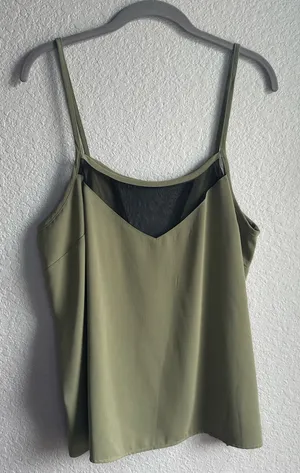 💚Mossimo Supply Co Sage Green and Black Sheer Camisole Tank Top thumbnail 1