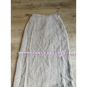 EUC Eileen Fisher Delave 100% Linen Wrap Skirt Beige Coastal MADE IN USA size S thumbnail 7