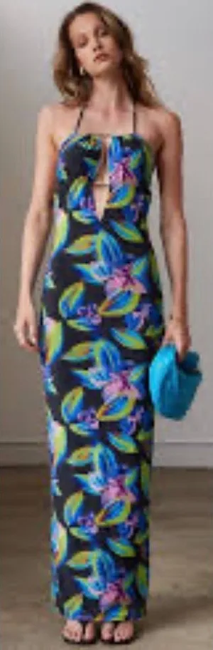 NWT Camila Coelho Maren Maxi Dress REVOLVE XL Tropical Floral Open Back Resort thumbnail 1