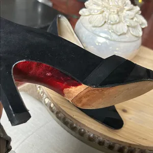 Christian Louboutin Black Suede Leather Bandage Red Bottoms Pumps Size 38 thumbnail 8