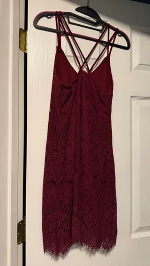 Women's Burgundy Lace Strappy Dress miami small thumbnail 4