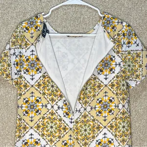 Lulus yellow pattern dress spring summer‎ xs relaxed fit short sleeves maximal thumbnail 7