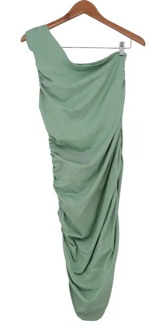 GB Fashion London One Shoulder Ruched Midi Dress Mint Green Large thumbnail 1