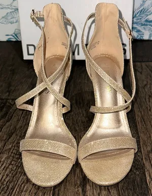 Dream Paris Elegant Gold Strappy Women's Heels thumbnail 1