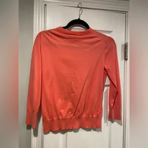 J. Crew Size M Pink Cotton Blend Crew Neck 3/4 Sleeve Button Claire Cardigan thumbnail 6