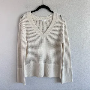 Gap Women's Relaxed‎ Crochet V-Neck Sweater Fisherman Coastal thumbnail 2