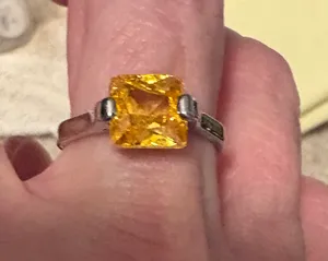 New citrine Sterling silver wedding ring size 8 Yellow thumbnail 1
