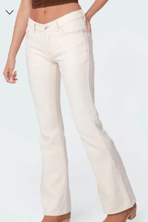 Edikted - Cream Low-Rise Jeans thumbnail 1