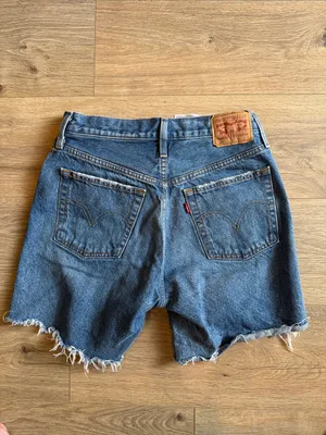 LEVI'S High-Rise Distressed Button-Fly Denim Midi Shorts 27 Classic Casual thumbnail 2