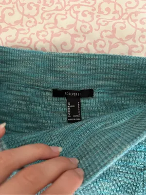 Forever 21 Teal Ribbed Mini Skirt thumbnail 2