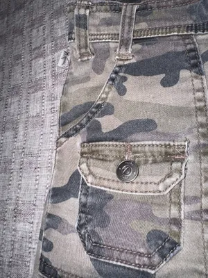 Duplex Y2k / 90s Style Olive Camouflage Bootcut Flare Jeans. Size 8 Petite thumbnail 4