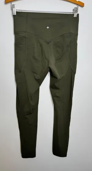 Halara UltraSculpt Leggings Womens M Olive Green New 7/8 High Waisted Pockets thumbnail 1