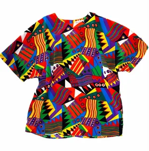 Martinique 90s Geometric Color Splash Short Sleeve Top size Medium thumbnail 1