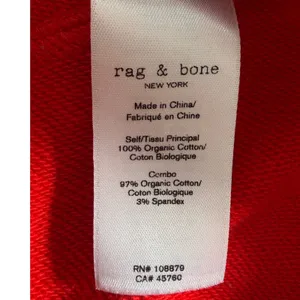 Rag & Bone Red Organic Cotton French Terry Hoodie Sweatshirt Medium thumbnail 4
