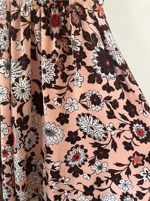 Loft Peach Pink Modest Floral Midi Dress XS Feminine Church Teacher Office thumbnail 3