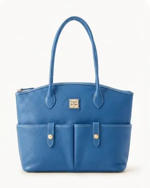 Dooney & Bourke Women Tote Blue Pebbled Leather Classic Front Pocket Handbag thumbnail 1