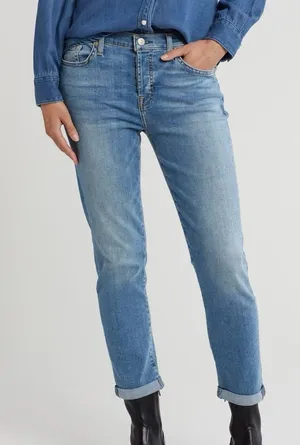 Seven For All Mankind Josephine Squiggle Button Fly Slim Straight Denim‎ Jeans thumbnail 1
