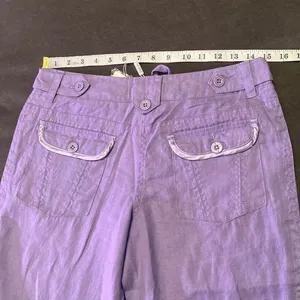 Women’s Purple 100% Linen Casual Wide Leg Pants with Drawstring Size S NWT thumbnail 2