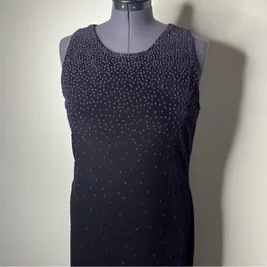 Vintage AGB Dark Purple Beaded Velvet Sleeveless Maxi Dress Whimsigoth Wedding thumbnail 4