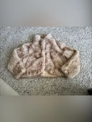 Girls Plush Faux Fur Teddy Jacket in Blush thumbnail 2