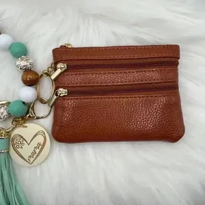 Carmella Brown Wristlet Wallet with Mom Keychain tassel thumbnail 6