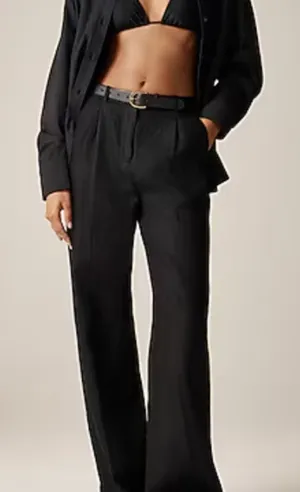 JCREW Linen‎ Pleated Trouser Black Sz 8 thumbnail 1