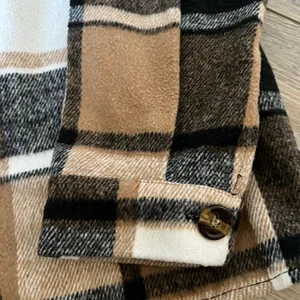 SHEIN Brown and Black Plaid Women’s Shacket thumbnail 3