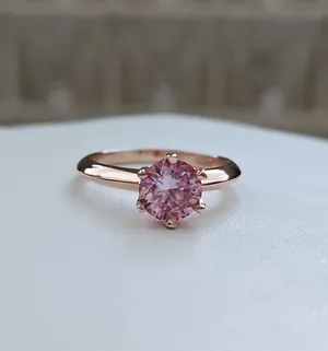 1ct Pink Moissanite, Rosegold. Size 6 thumbnail 1