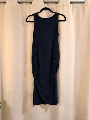 Isabel Maternity Sleeveless Black Bodycon Midi Dress thumbnail 2