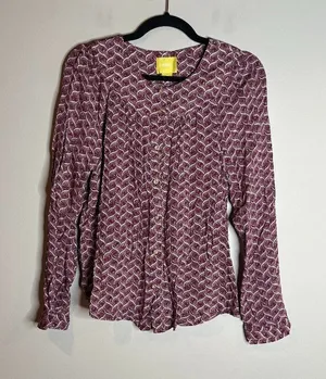 Anthropologie Maeve Orli Bibbed Button Down Top thumbnail 1