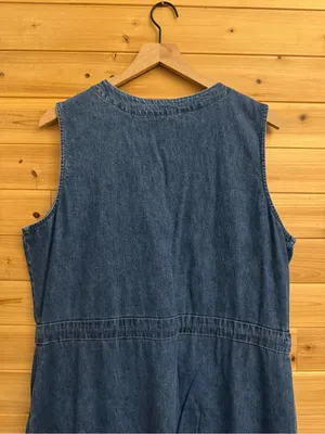 VNTG Bobbie Brooks Large Cotton Denim Button Maxi Dress Cottage Granola Prairie thumbnail 6